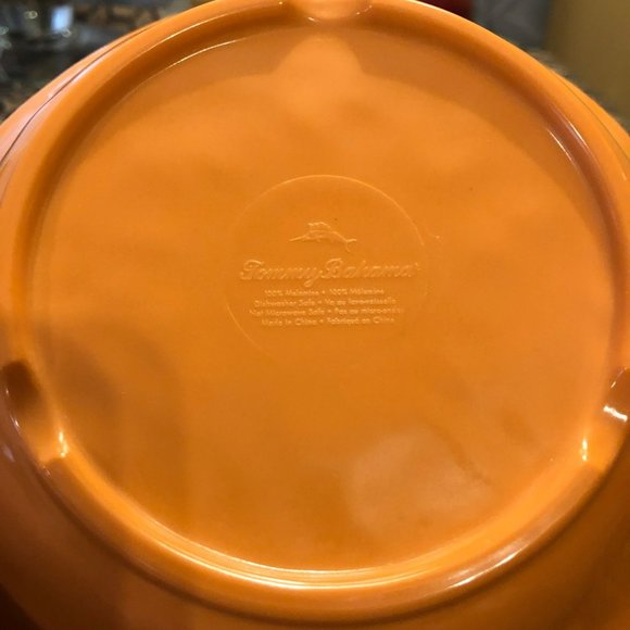 Tommy Bahama Orange Coral Rustic Crackle 7" Bowls Melamine Set of 4 - Picture 3 of 4